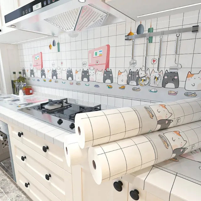 Waterproof Kitchen Wallpaper and Oil-proof Stickers