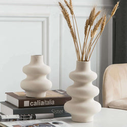 Mowtanco Ceramic Vase Set of 2 Off White Boho Vase for Modern Home Decor l