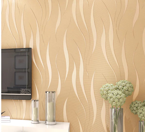 eco-friendly wallpaper Wave Pattern Non-Woven Wallpaper 3D Design