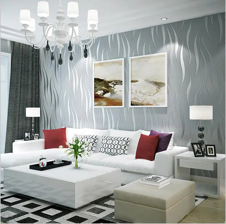 eco-friendly wallpaper Wave Pattern Non-Woven Wallpaper 3D Design