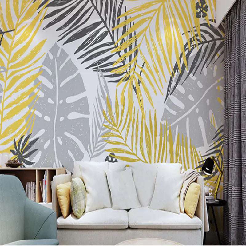 Nordic Wallpaper with Modern Banana Leaf Decor