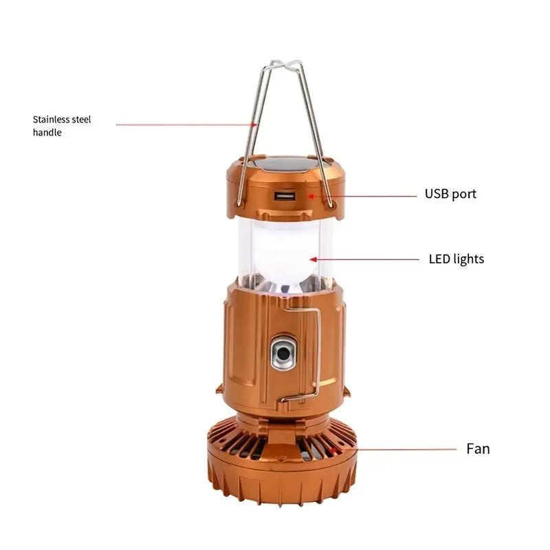 portable solar lantern Hand Crank Solar Lantern with Fan & USB Charger