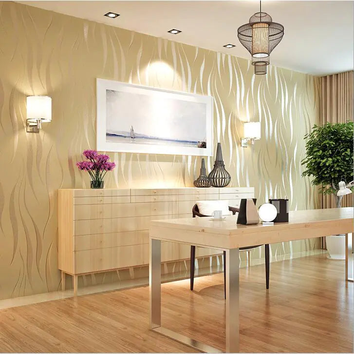 eco-friendly wallpaper Wave Pattern Non-Woven Wallpaper 3D Design