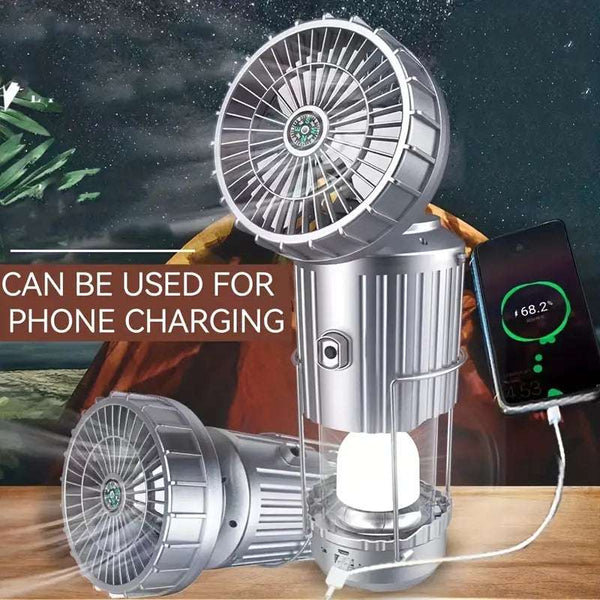 Portable Hand Crank Solar Lantern with Fan & USB Charger